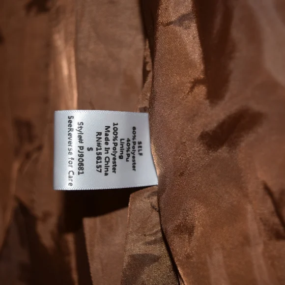 AKIRA SILVER METALLIC BUTTON FAUX LEATHER BROWN BLAZER NWT - Picture 13 of 16